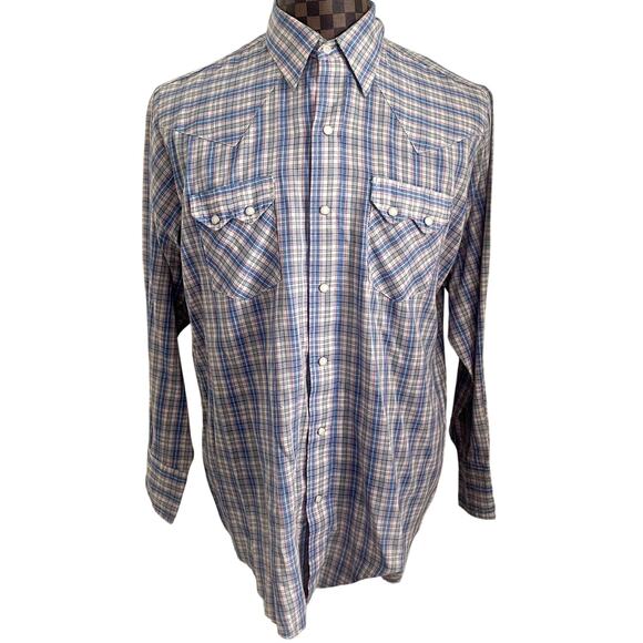 Vtg Dee Cee Mens Plaid Western Shirt 16-1/2 34 Large Pearl Snaps Cowboy Grunge - Picture 2 of 12